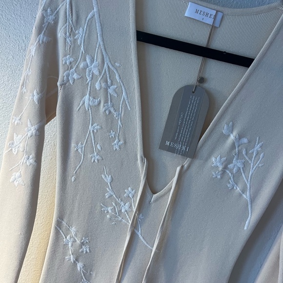 MESHKI McKenna Embroidered Knit Maxi Dress | Size Small | NWT | Ivory - Picture 3 of 4